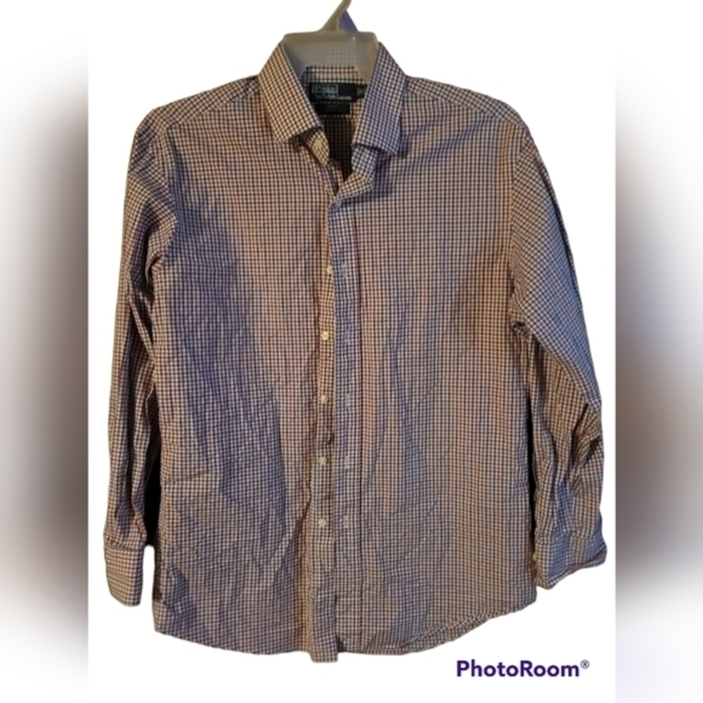 Polo by Ralph Lauren Regent  mens Red Wht‎ Blue Check button down dress shirt 17